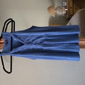 Cable & Gauge Blue  Embroidered Sleeveless Button Front Tank